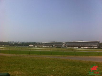Tribunes de Longchamp vues des pistes