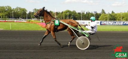 Jacques Bruneau au sulky de Utinka Selloise